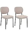 Esszimmerstuhl 2er Set LOLETA Stoff Hellbraun
