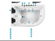 Whirlwanne Eckmodell mit LED CALAMA 180 x 120 cm Weiß rechtsseitig_781607