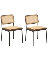 Set of 2 Dining Chairs CORVALLIS PE Rattan Brown_1058807
