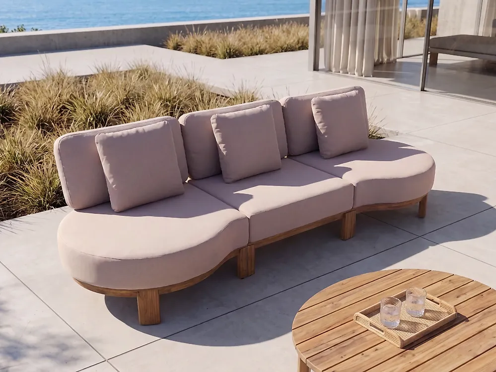 Garden Sofa 3 Seater ARZELLO Acacia Wood Light Brown_1163919