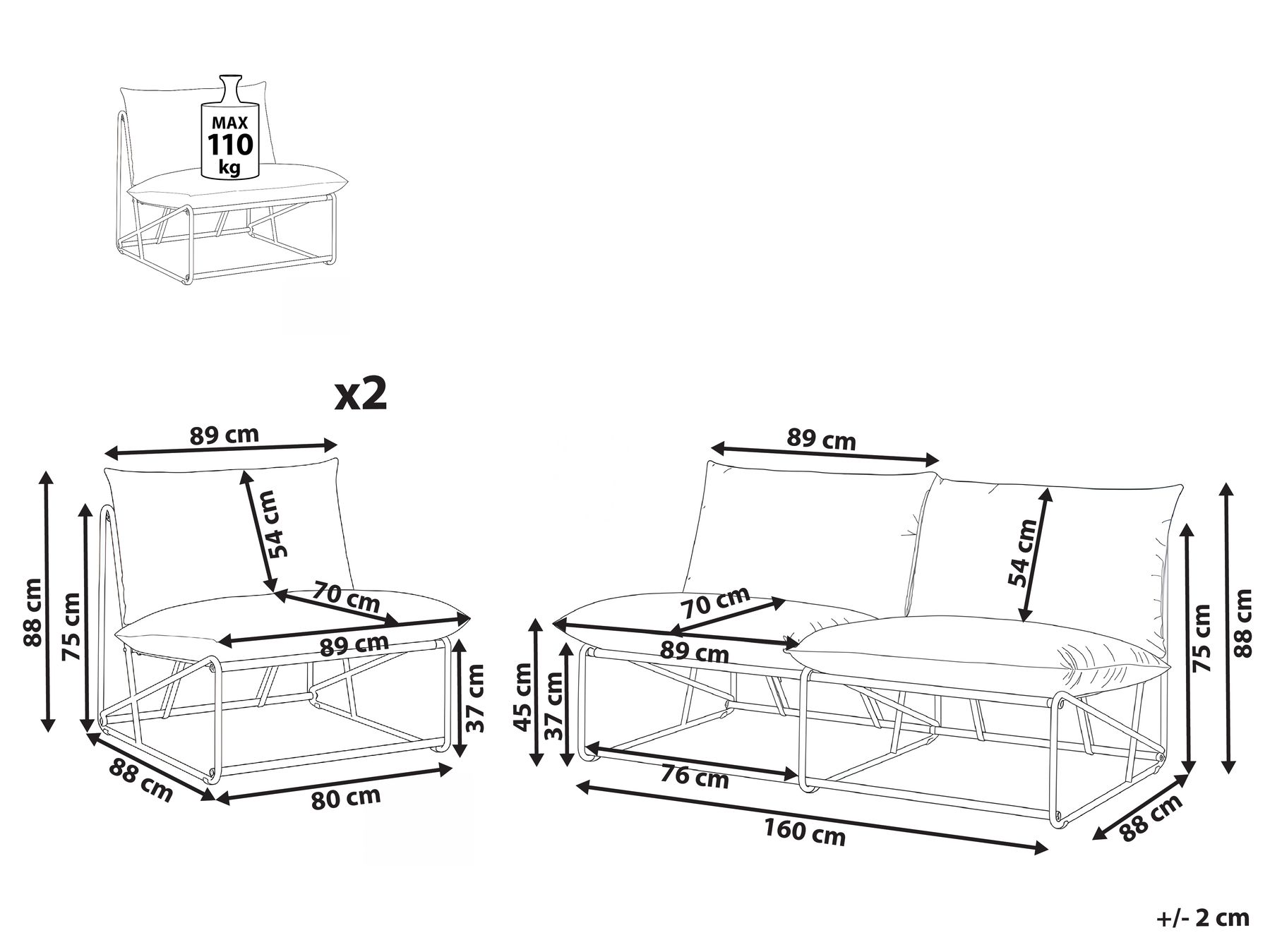 Garden Sofa Set 4 Seater PICO Metal Light Beige_1012984