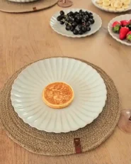 Set of 4 Dinner Plates NETTLE Stoneware White_990427