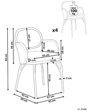 Set mit 4 Stühlen und Sitzkissen PRATELLO Polyrattan Naturfarben_868041