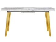 Ausziehbarer Esstisch MOSBY Marmor Optik / Gold 160/200 cm 90 cm_793887