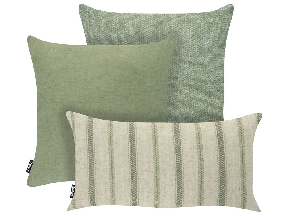 Gartenkissen 3er Set MANZANIT Streifenmuster 30 x 50 cm 45 x 45 cm Grün