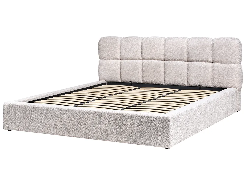 Ottoman Bed BASTON Boucle Light Beige 180 x 200 cm (EU Super King)_997014