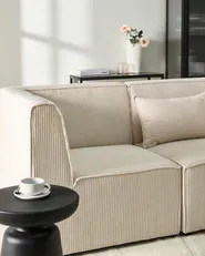 Modular Corner Sofa 4 Seater LEMVIG Corduroy Beige Left Hand_1052811