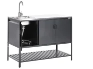 Outdoor-Küche 2er Set mit Spüle MAENZA Schwarz Metall_981440