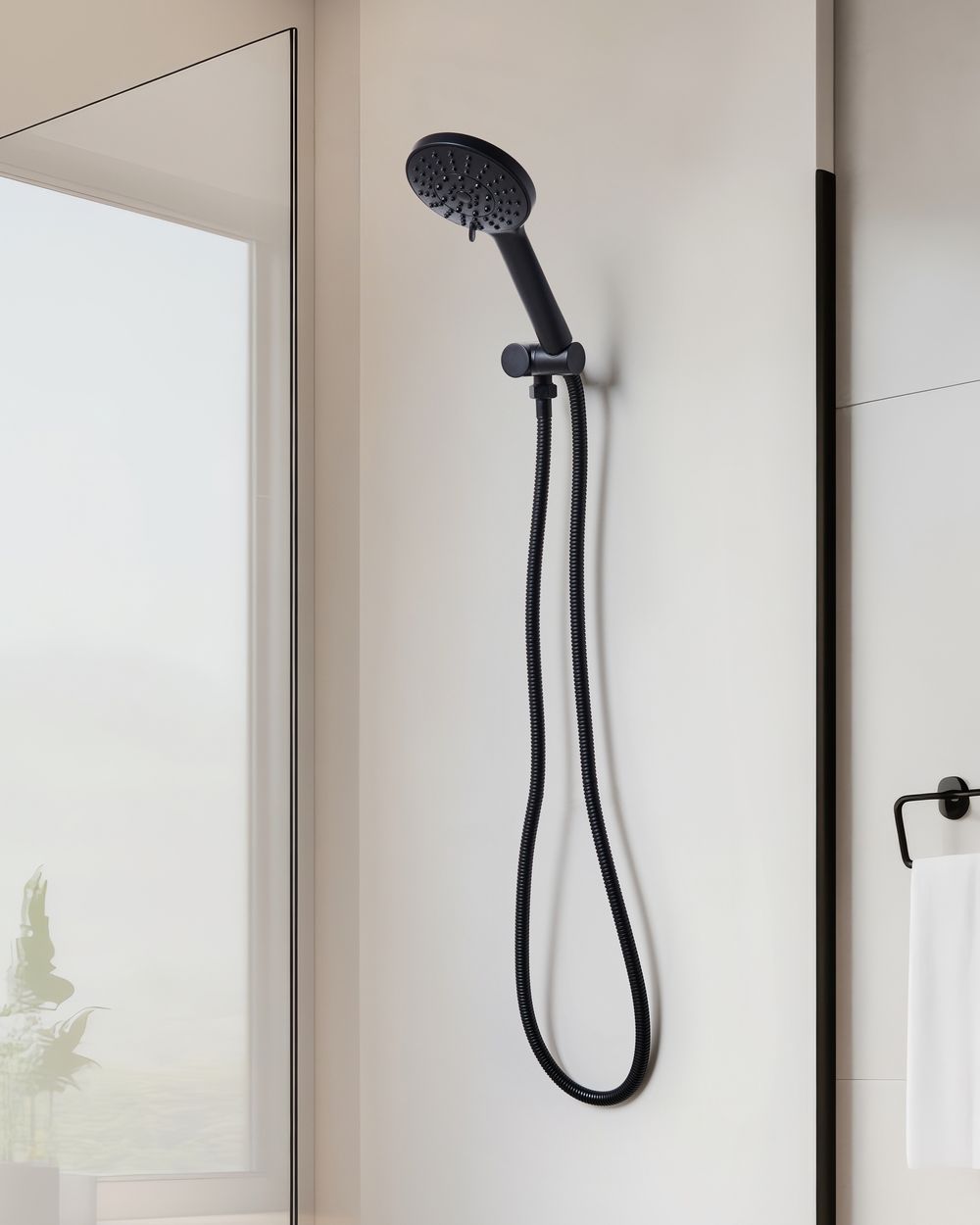 Kit de pommeau de douche avec tuyau flexible UCHIZA 5 modes Noir