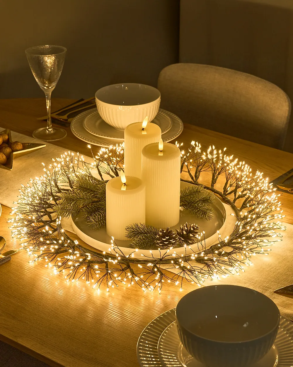 Weihnachtskranz LED MUGGAN 52 cm Kranz Schwarz