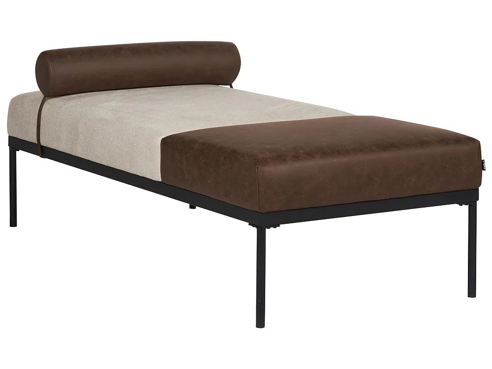 Chaise Longue MALMOS Faux Linen Faux Leather Dark Brown_931214