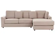 Ecksofa 4-Sitzer KOHLO mit Ottomane Stoff Taupe linksseitig_945153