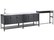 3 Piece Outdoor Kitchen Set with Sink MAENZA Black Metal_981512