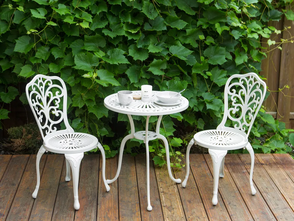Outdoor Bistrotisch DASCIO 61 cm 61 cm Metall Cremeweiß