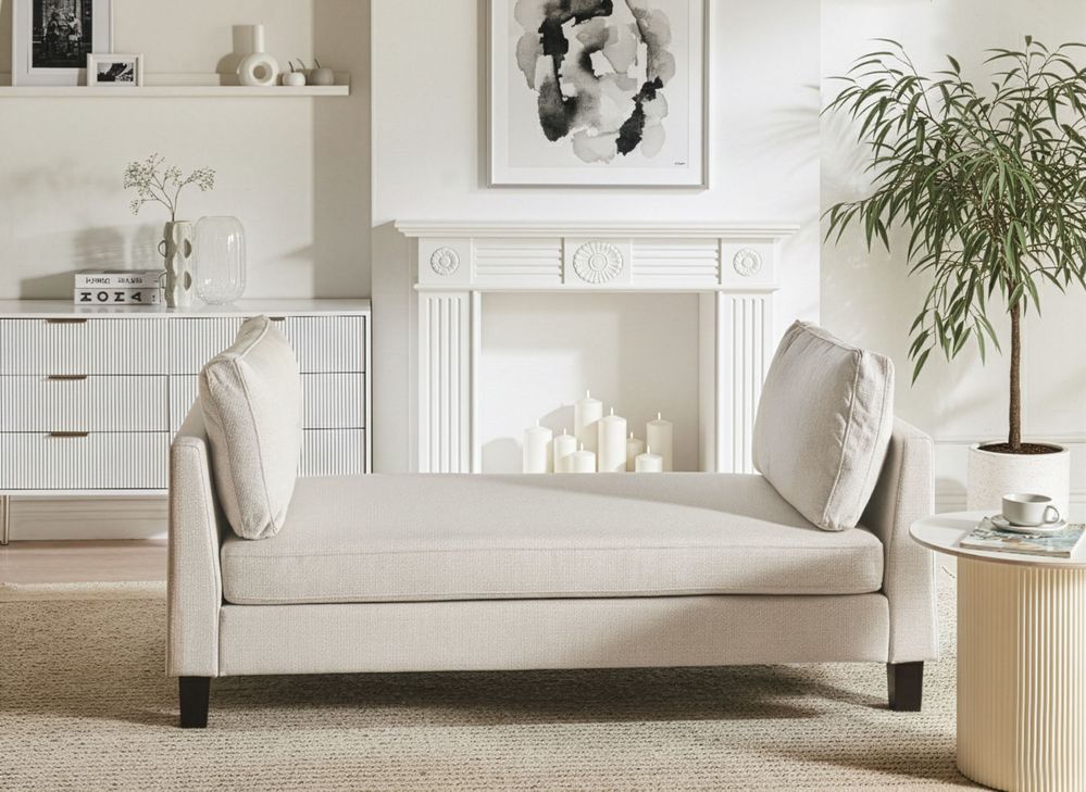 Chaise Longue ARCHIANE Fabric Light Beige