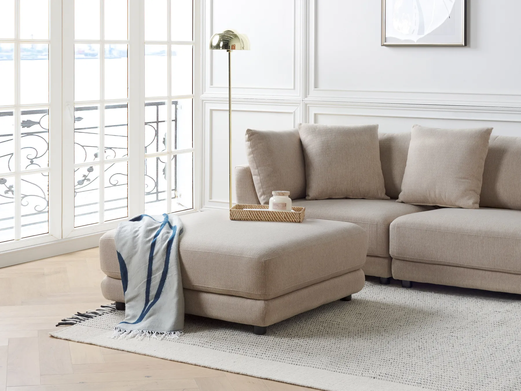 Ottomane SIGTUNA Stoff Beige_896599