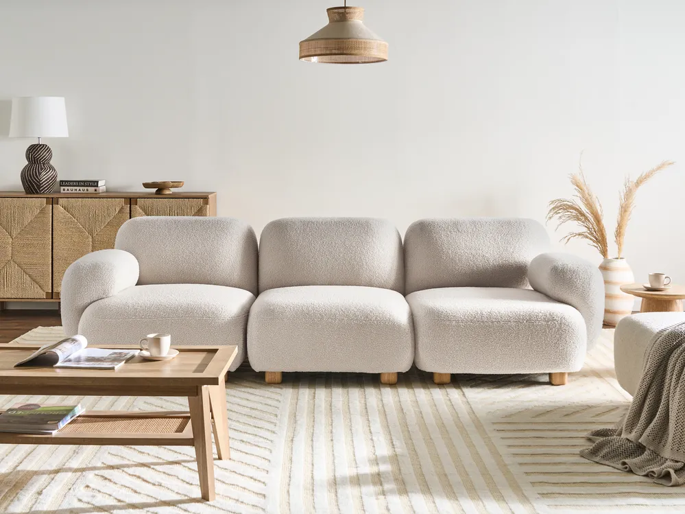 Modulsofa 3-Sitzer AMLI Bouclé Cremeweiß
