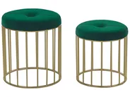 Set mit 2 Hockern LUBBOCK Samtstoff Dunkelgrün_772565