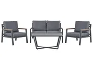 Garden Lounge Set with Table 4 Seater DELIA Metal Grey_798453
