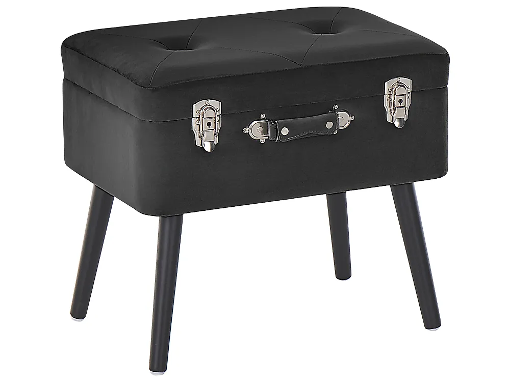 Hocker mit Stauraum MALLARD Samtstoff Schwarz