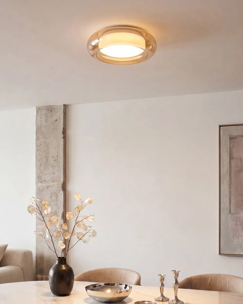 LED Deckenlampe NITH mit Dimmer Glas Hellbraun