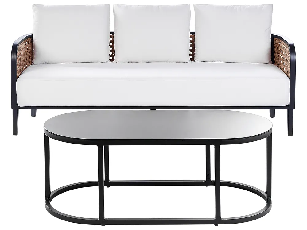 Lounge Set mit Tisch 3-Sitzer MONTEFALCO Metall Weiß