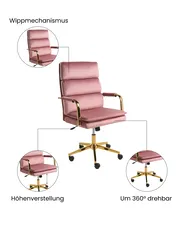 Bürostuhl VAMURE Samtstoff Rosa_1071137