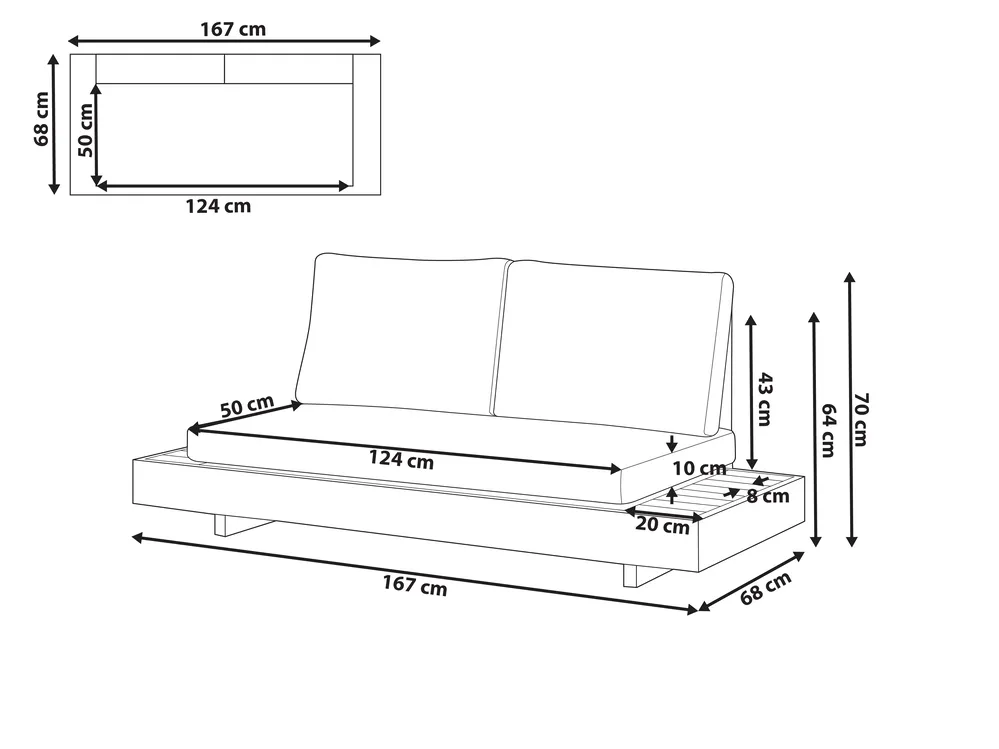 Gartensofa 2-Sitzer MARETTIMO zertifiziertes Akazienholz Cremeweiß_953759