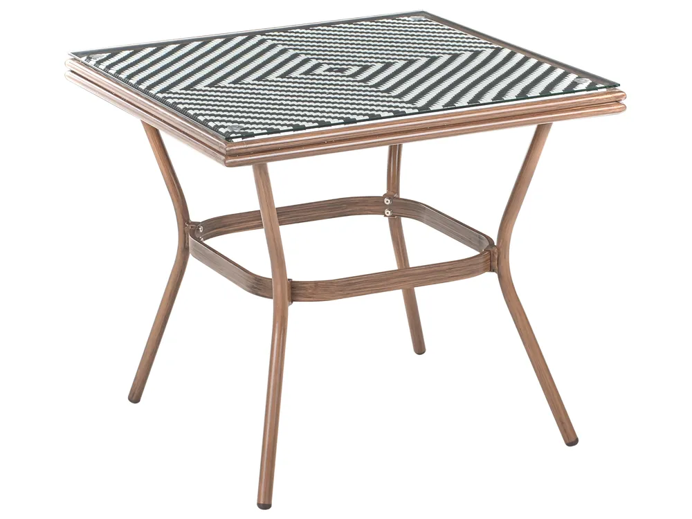 Outdoor Bistrotisch CASPRI 80 cm 80 cm Glas Schwarz / Weiß