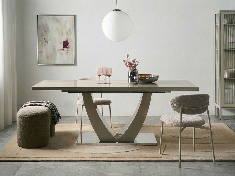 Eettafel uitschuifbaar MERRAN Lichtbeige 160/200 cm 90 cm