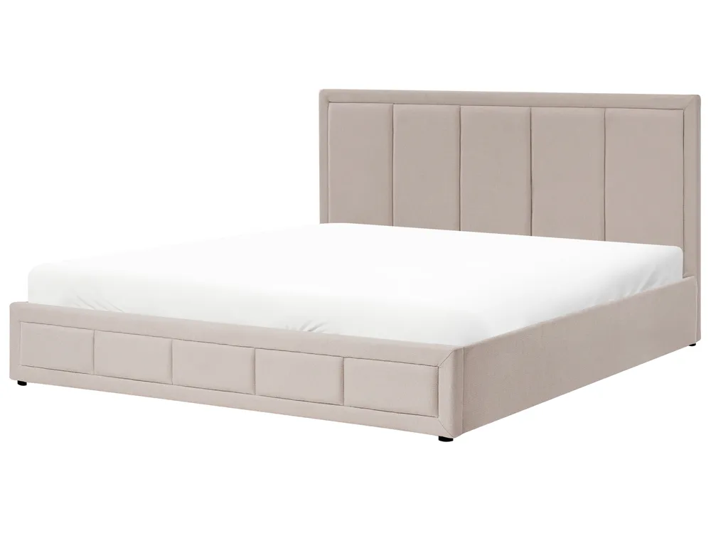 Bett mit Stauraum QUIBERON Stoff Beige 180 x 200 cm_1023398