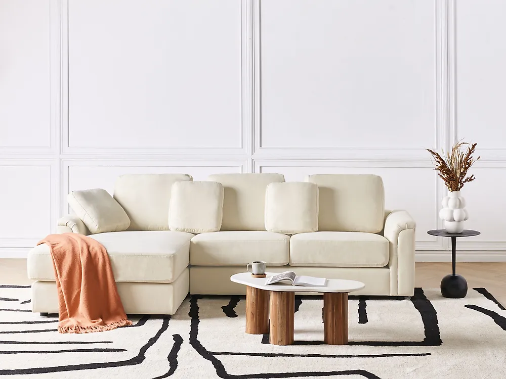Ecksofa KOHLO Stoff Hellbeige rechtsseitig_1183581