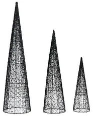 Weihnachtsdekoration 3er Set LED VEJLESO 40/60/80 cm Weihnachtsbaum Schwarz_1015596