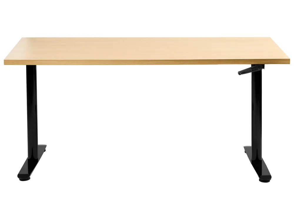Schreibtisch manuell höhenverstellbar DESTINAS 160 cm 72 cm Schwarz / Hellbraun_1000625
