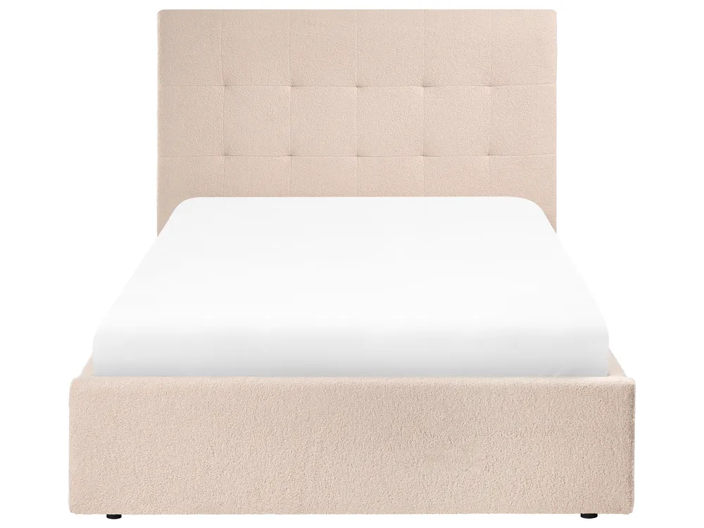 Ottoman Bed LORIENT Boucle Beige 120 x 200 cm (EU Small Double)_1062986