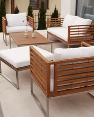 Lounge Set mit Tisch 4-Sitzer BERMUDA Akazienholz Braun_1074539