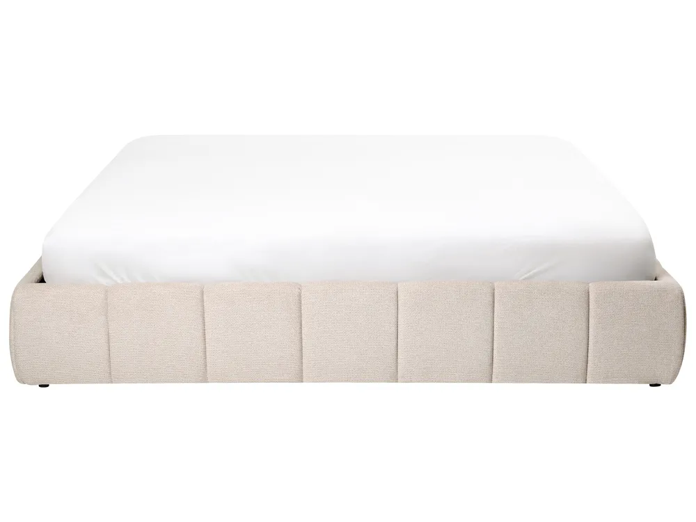 Bett mit Stauraum ohne Kopfteil GENAS Stoff Hellbeige 180 x 200 cm_1070164