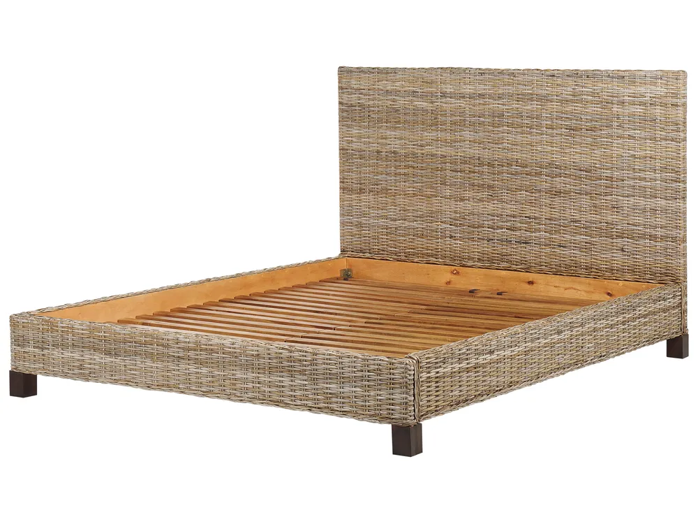 Bett mit Lattenrost Rattan SALBRIS 140 x 200 cm Naturfarben_868988