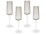 Set of 4 Champagne Flutes QUARTZ 230 ml Grey_912663