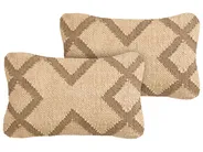 Dekokissen 2er Set GOPI 30 x 50 cm Jute Beige Geometrisches Muster_1124994