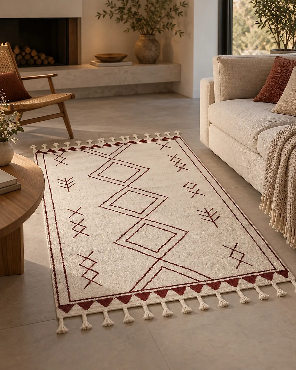 Teppich KENITRA Cremeweiß 140 x 200 cm Baumwolle
