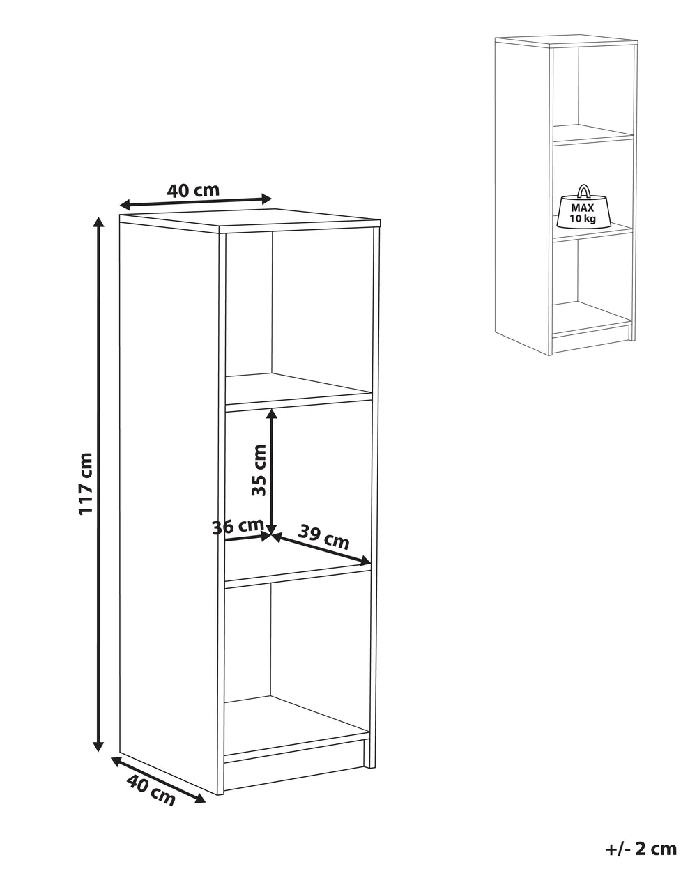 3 Tier Bookcase ZEHNA 117 cm White_1026521