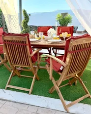 Gartenmöbel Set 8-Sitzer MAUI inkl. Kissen Akazienholz Dunkelrot_1095816
