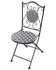 Set of 2 Garden Chairs SIROLO Folding Metal White/ Blue_1155654