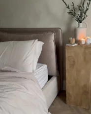 Bett mit Stauraum BAJONNA Samtstoff Beige 180 x 200 cm_951419