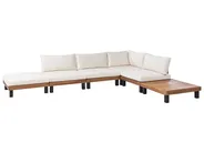 Garten Ecksofa mit Tisch 5-Sitzer FRAZZANO zertifiziertes Akazienholz Cremeweiß_1028730