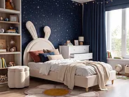 Kids Bed Rabbit Velvet LALLIAS 90 x 200 cm (EU Single) Beige_1154031
