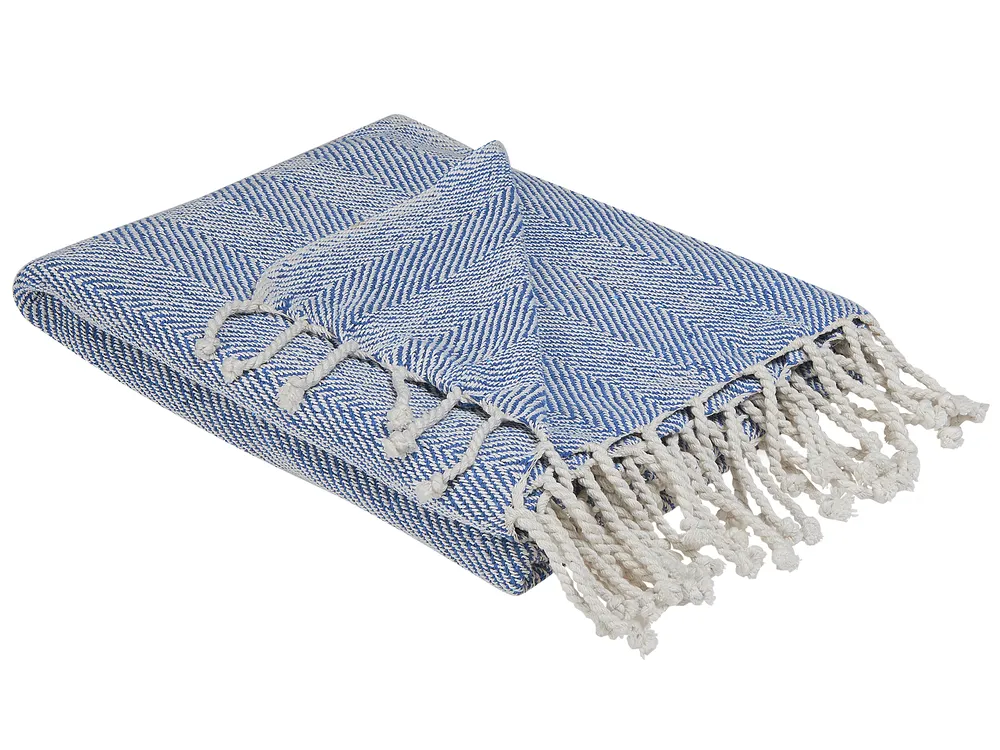 Kuscheldecke TILMI Baumwolle 130 x 160 cm Blau