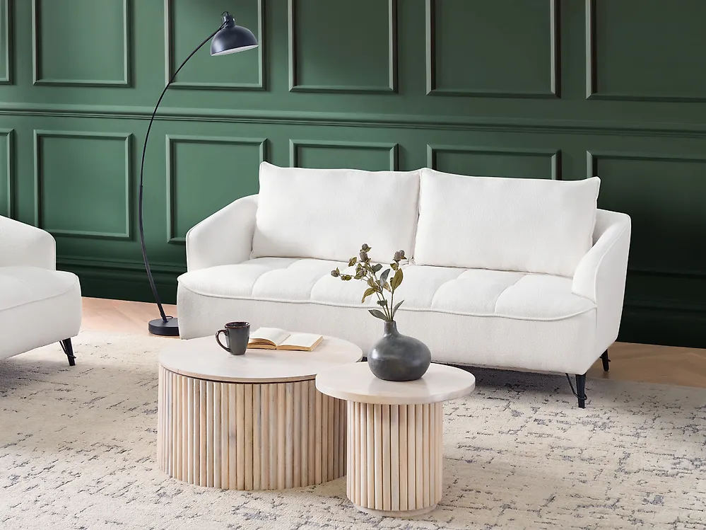 Sofa 3-Sitzer HOBRO Bouclé Weiß_1183983