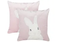 Dekokissen 2er Set IBERIS Samtstoff 45 x 45 cm Rosa_901963